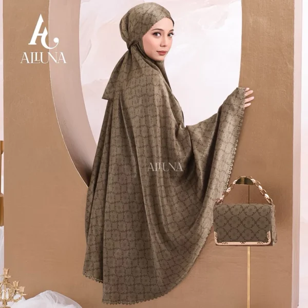 ALLUNA - Mukena Dewasa Santorini Silk 3in1 Lasercut Kayyana Series - Image 5