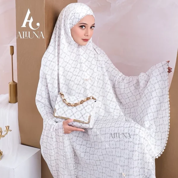 ALLUNA - Mukena Dewasa Santorini Silk 3in1 Lasercut Kayyana Series - Image 9