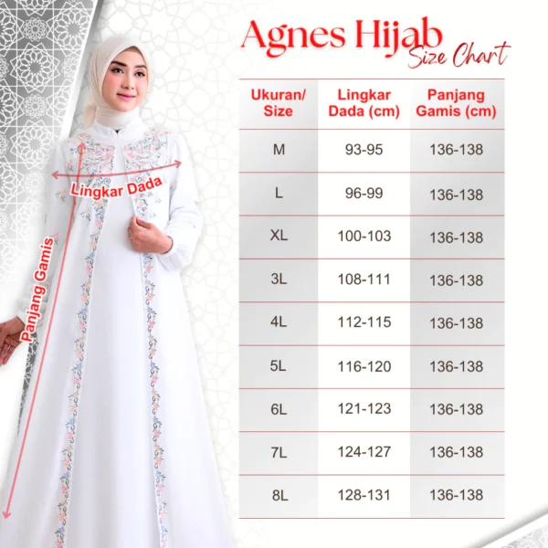 Agnes Hijab - Gamis Putih Baju Lebaran 2025 Terbaru Dress Muslim Kekinian Abaya Putih Mewah 805 - Image 8
