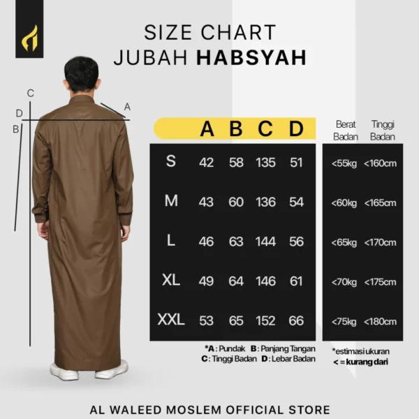 Al waleed moslem Jubah Exclusive Habsyah Lengan Panjang Hitam - Image 3