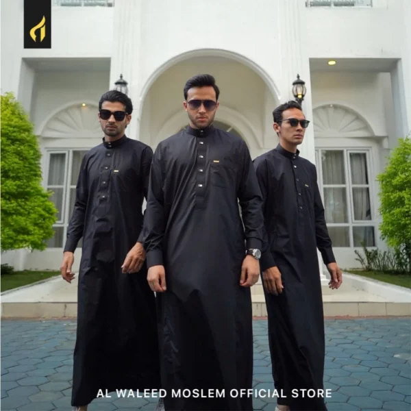 Al waleed moslem Jubah Exclusive Habsyah Lengan Panjang Hitam