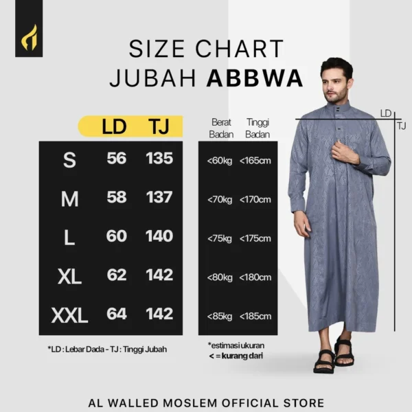 Al Waleed Moslem Jubah Pria Abbwa Motif Embos Warna Putih - Image 6