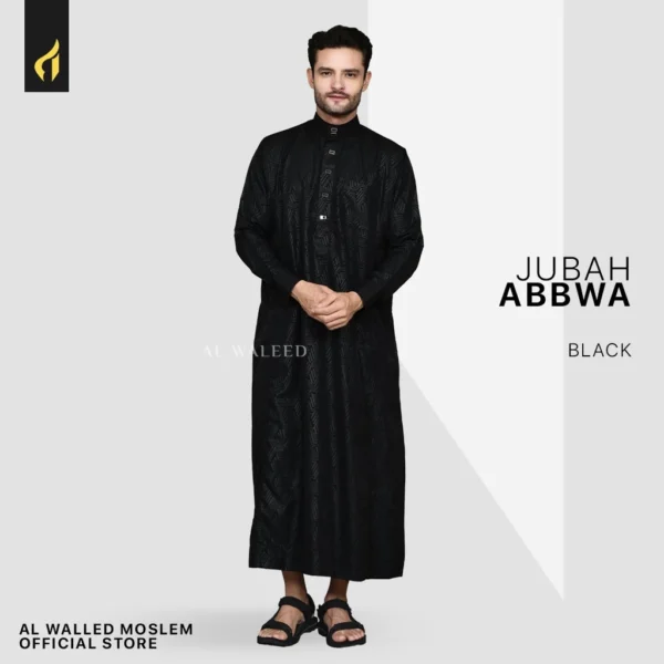 Al Waleed Moslem Jubah Pria Abbwa Motif Embos Warna Putih - Image 8