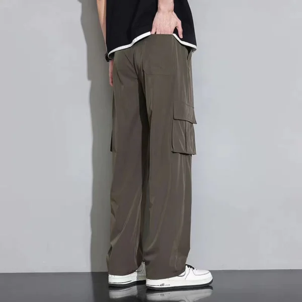 KeyBoy Celana cargo panjang pria baggy pants korean style sutra es casual celana kulot cowok dewasa kargo - Image 3