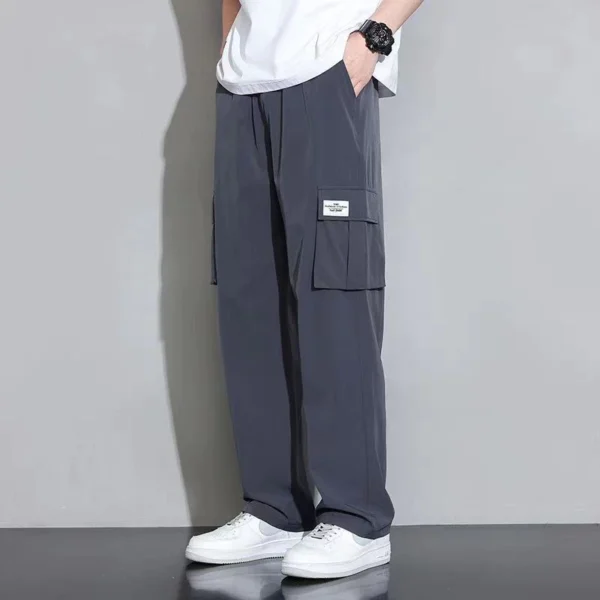 KeyBoy Celana cargo panjang pria baggy pants korean style sutra es casual celana kulot cowok dewasa kargo - Image 4