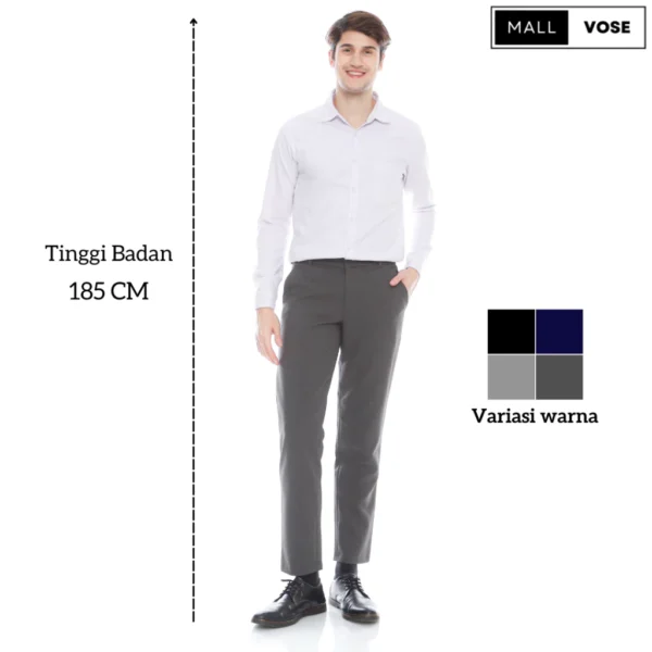 MALLVOSE - Celana Pria Formal Bahan Premium Navy Black Dark Grey Light Grey Slimfit - Image 2