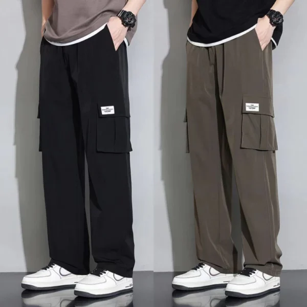 KeyBoy Celana cargo panjang pria baggy pants korean style sutra es casual celana kulot cowok dewasa kargo - Image 5