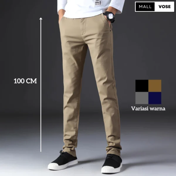 Mallvose - Celana Pria Chino Premium Panjang 100cm Mocca Slimfit - Image 3