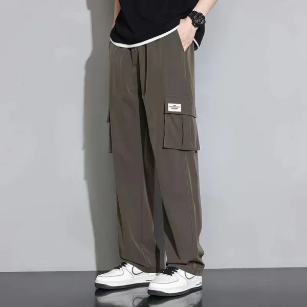 KeyBoy Celana cargo panjang pria baggy pants korean style sutra es casual celana kulot cowok dewasa kargo - Image 6