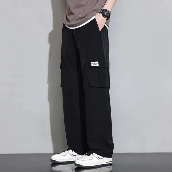 KeyBoy Celana cargo panjang pria baggy pants korean style sutra es casual celana kulot cowok dewasa kargo - Image 7