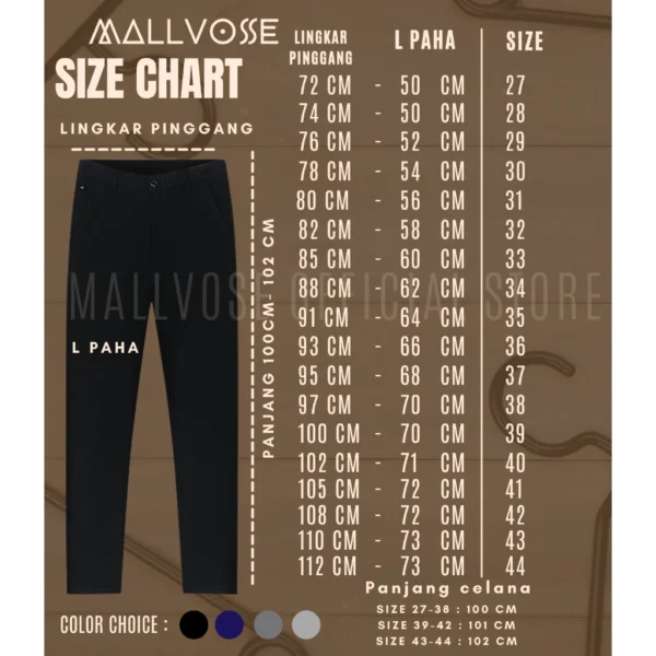 MALLVOSE - Celana Pria Formal Bahan Premium Navy Black Dark Grey Light Grey Slimfit - Image 7