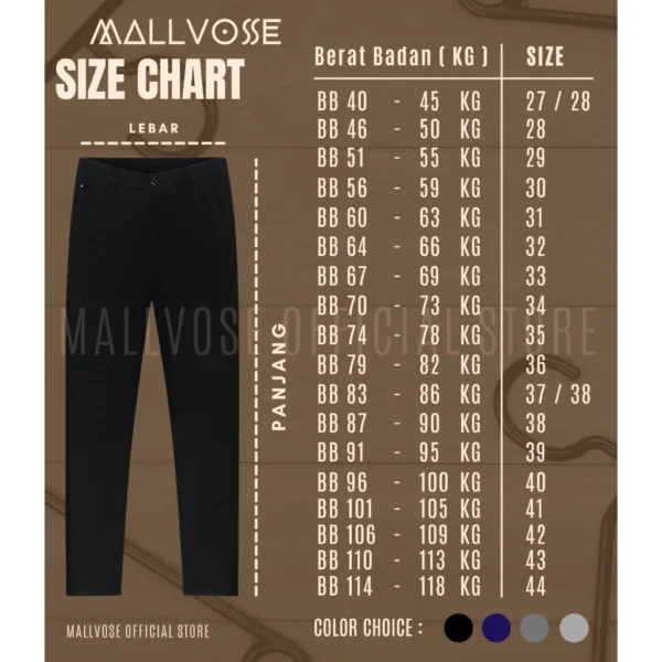 MALLVOSE - Celana Pria Formal Bahan Premium Navy Black Dark Grey Light Grey Slimfit - Image 9