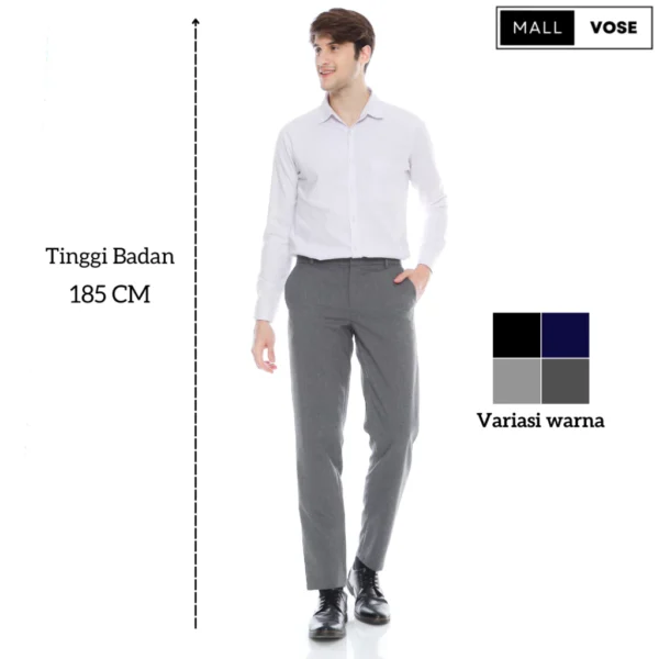 MALLVOSE - Celana Pria Formal Bahan Premium Navy Black Dark Grey Light Grey Slimfit - Image 10