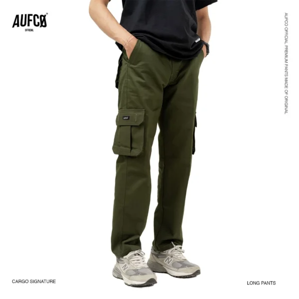 Celana Cargo Panjang AUFCO Slimfit Model GREEN ARMY - Image 2