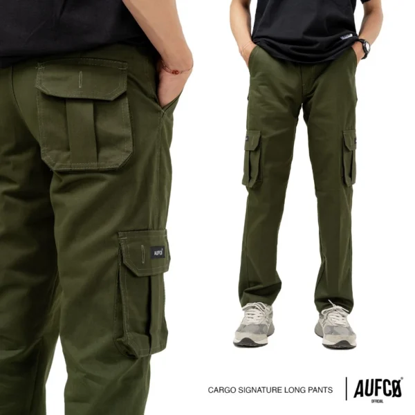 Celana Cargo Panjang AUFCO Slimfit Model GREEN ARMY