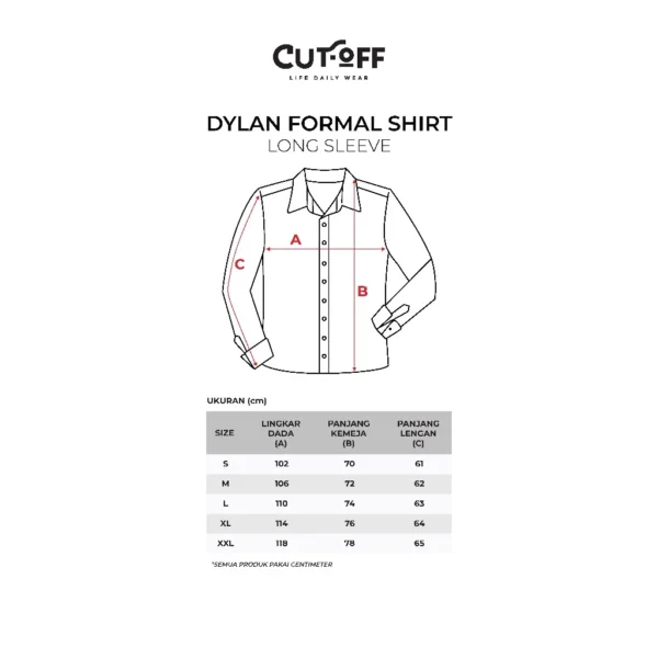CUTOFF Dylan Formal Shirt Clean Look Kemeja Kerja Cotton Basic Pria Panjang - Image 4
