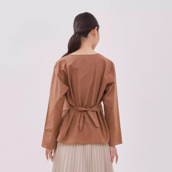 Orimoza Atasan Polos Blouse Rossa Linen Fit Body - Image 5