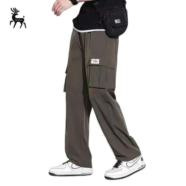 KeyBoy Celana cargo panjang pria baggy pants korean style sutra es casual celana kulot cowok dewasa kargo - Image 9